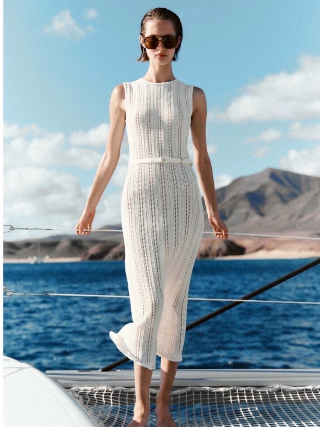 Nwt Zara White Sleeveless Knit Midi Dress 2
